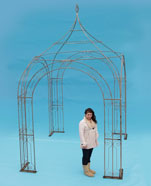 Hand forge scrolled arbour / pergola / pavilion with hand forged 'cage' finial
