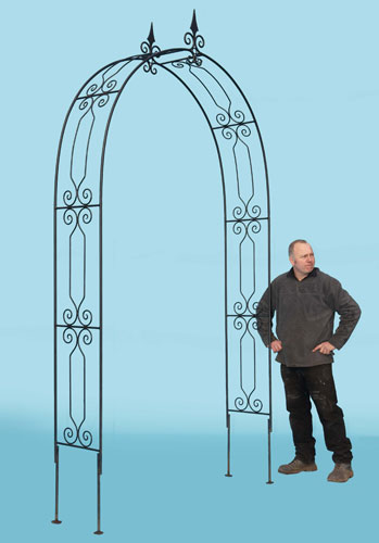 Arch with hand forged scrolls