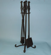 Companion set on stand - Hand forged scrolls and hand forged cages