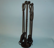 Companion set with hand forged, knotted handles