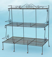 Three tier plant stand with hand forged scrolls
