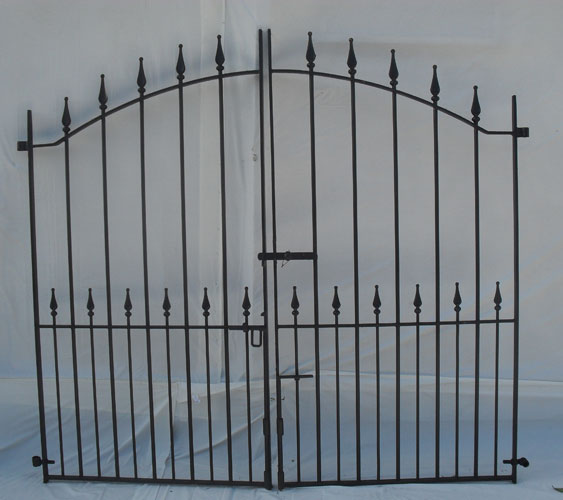 Pair of tall driveway gates with peardrop finials heavy duty