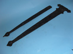 Large door hinge (working or dummy hinge) hand mottled on forge