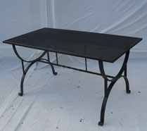 Large heavy duty table, hand forged feet and perforated top
